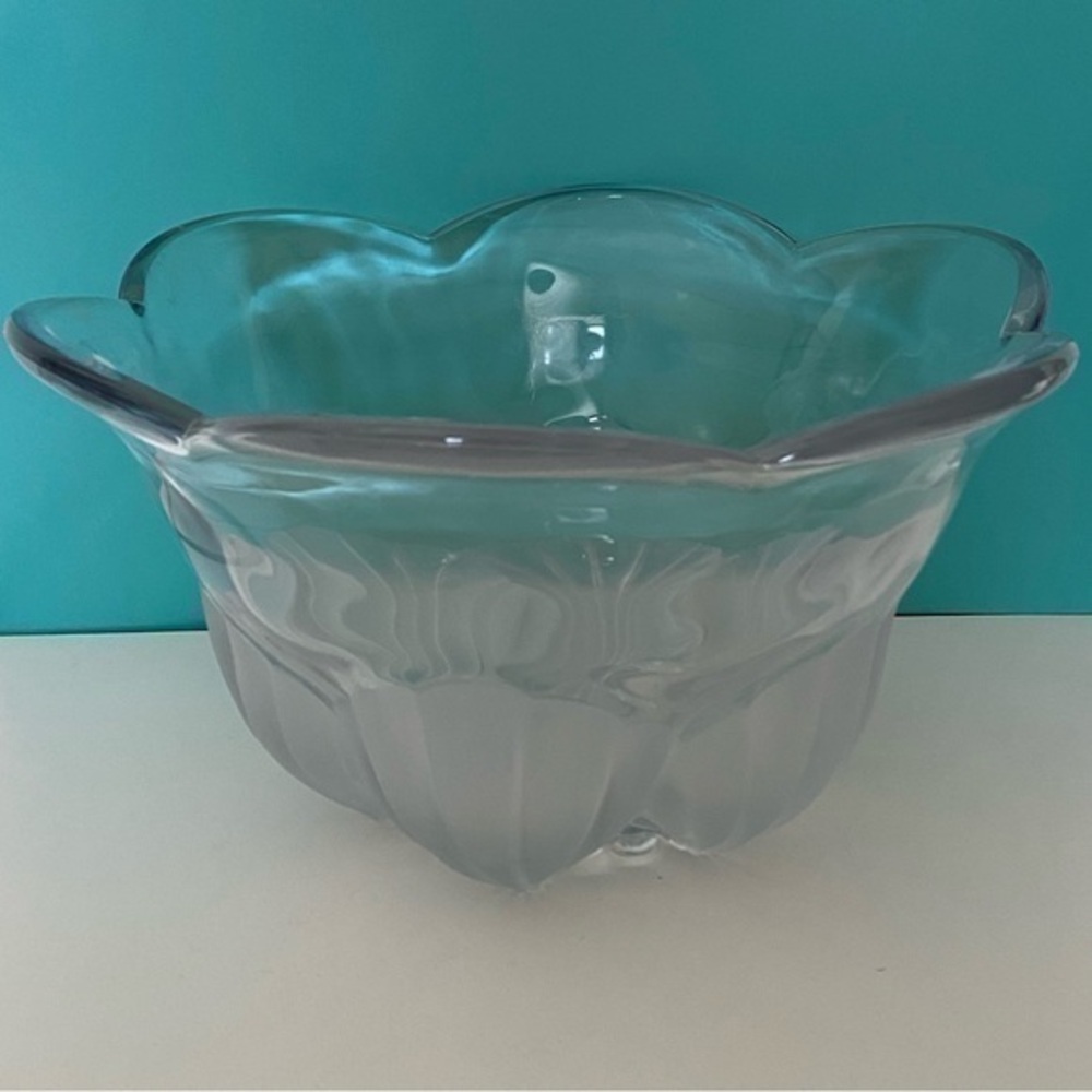 Mikasa Seashell Frosted Glass Floral Petal Home Accent Bowl